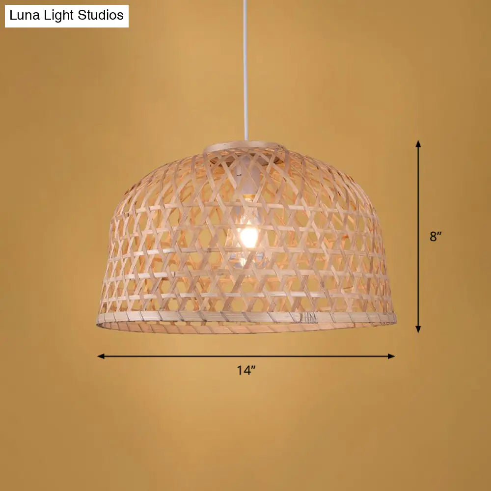 Simplicity 1-Light Bamboo Suspension Pendant: Handcrafted Wood Lighting Fixture For Restaurants