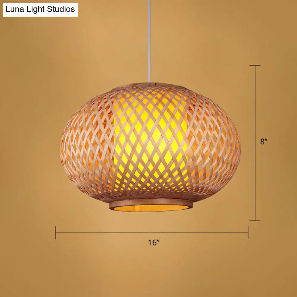 Simplicity 1-Light Bamboo Suspension Pendant: Handcrafted Wood Lighting Fixture For Restaurants