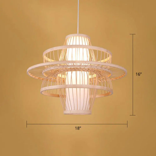 Simplicity 1-Light Bamboo Suspension Pendant: Handcrafted Wood Lighting Fixture For Restaurants / A