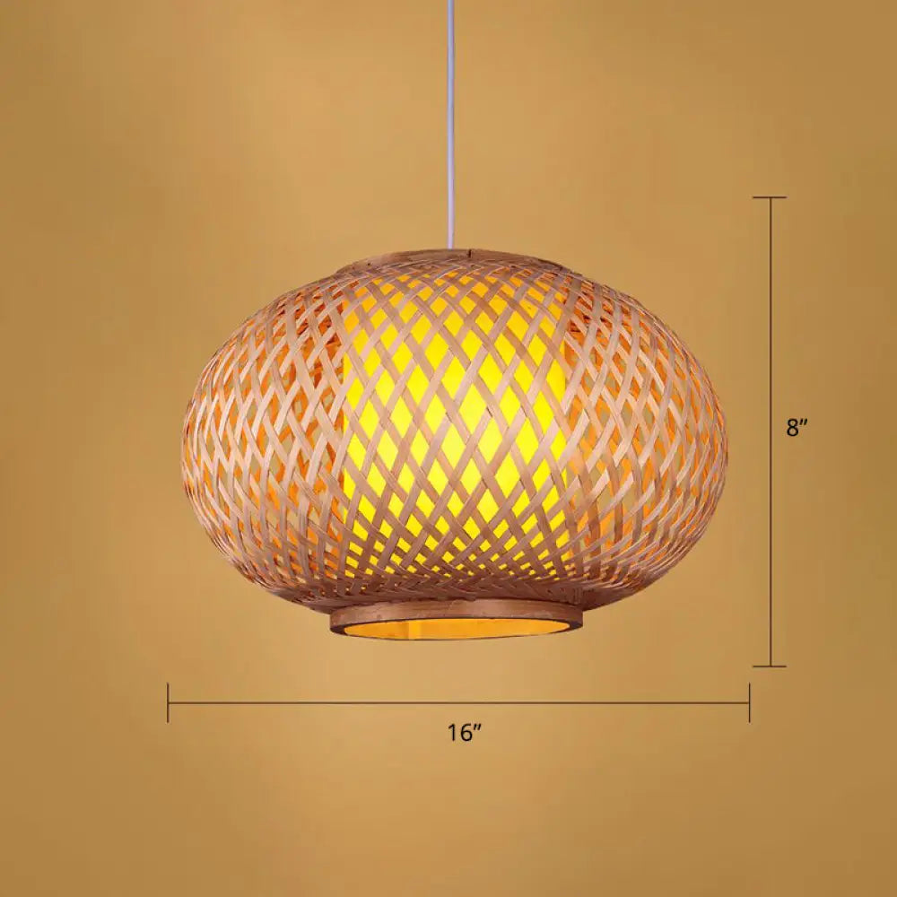 Simplicity 1-Light Bamboo Suspension Pendant: Handcrafted Wood Lighting Fixture For Restaurants / F