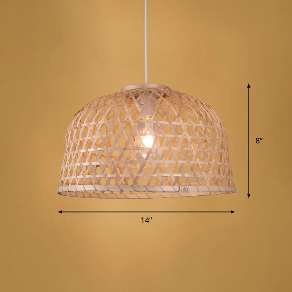 Simplicity 1-Light Bamboo Suspension Pendant: Handcrafted Wood Lighting Fixture For Restaurants / H