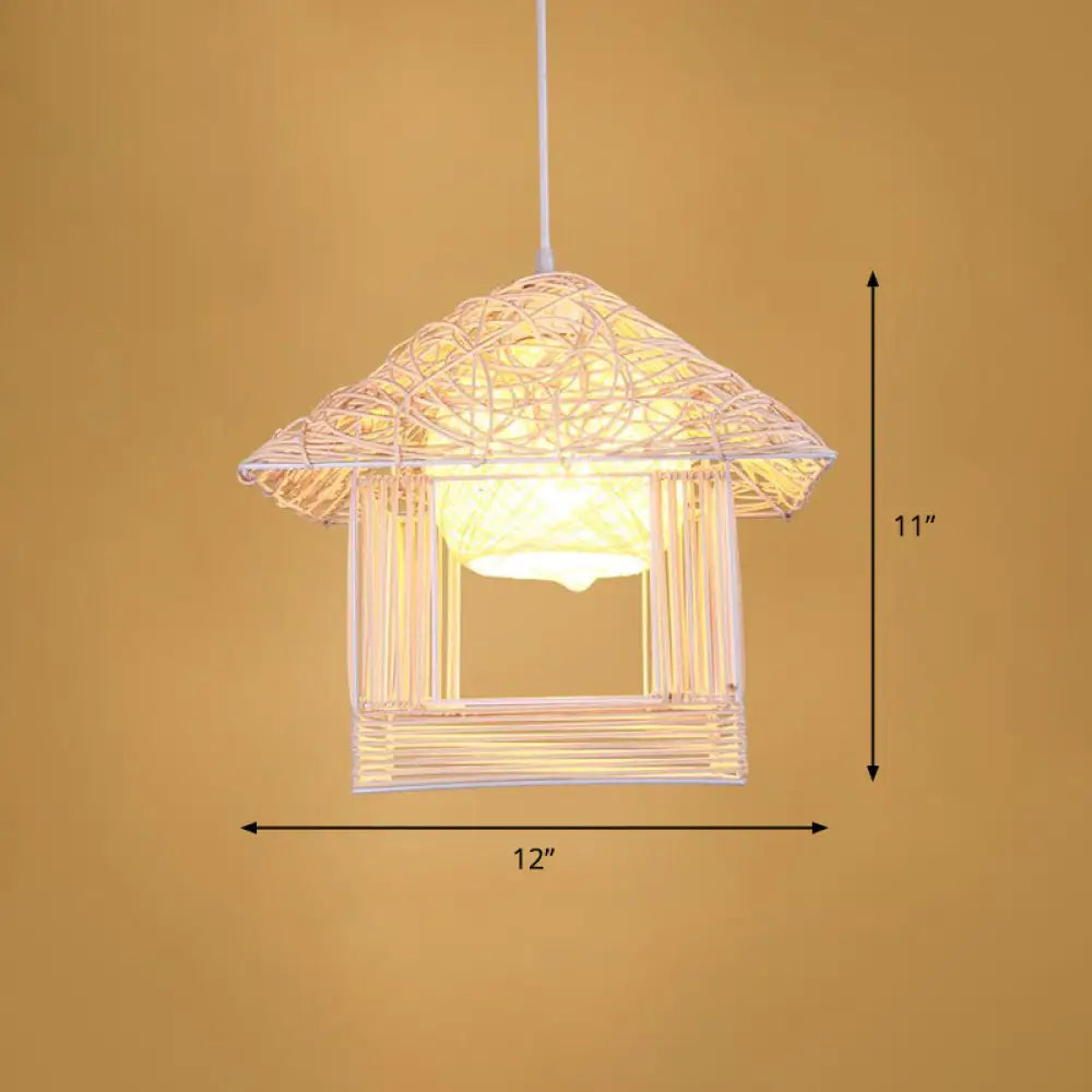 Simplicity 1-Light Bamboo Suspension Pendant: Handcrafted Wood Lighting Fixture For Restaurants / J