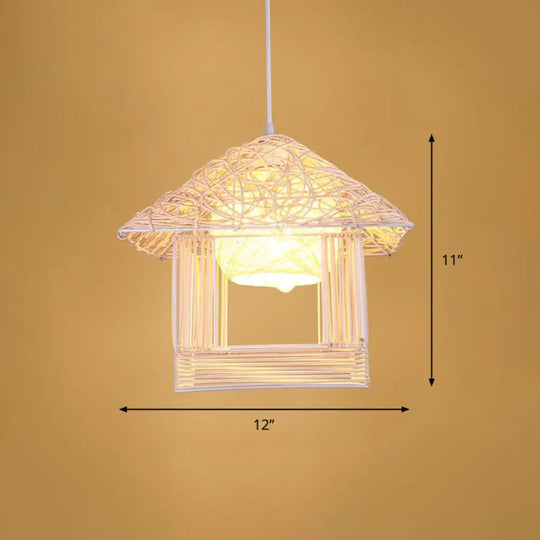 Simplicity 1-Light Bamboo Suspension Pendant: Handcrafted Wood Lighting Fixture For Restaurants / J