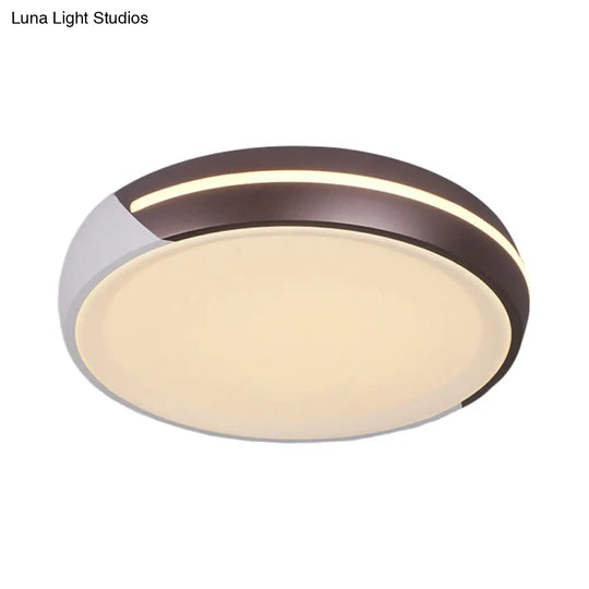 Simplicity Acrylic Brown Led Flush Light Fixture 18’/21.5’ Dia Round Warm/White