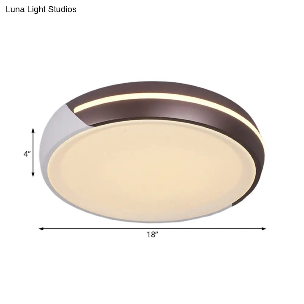 Simplicity Acrylic Brown Led Flush Light Fixture 18/21.5 Dia Round Warm/White