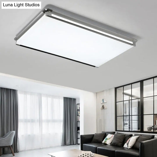 Simplicity Acrylic Led Flush Ceiling Light - Rectangular Design Wide 16.5/24.5/25.5 Ideal For Living