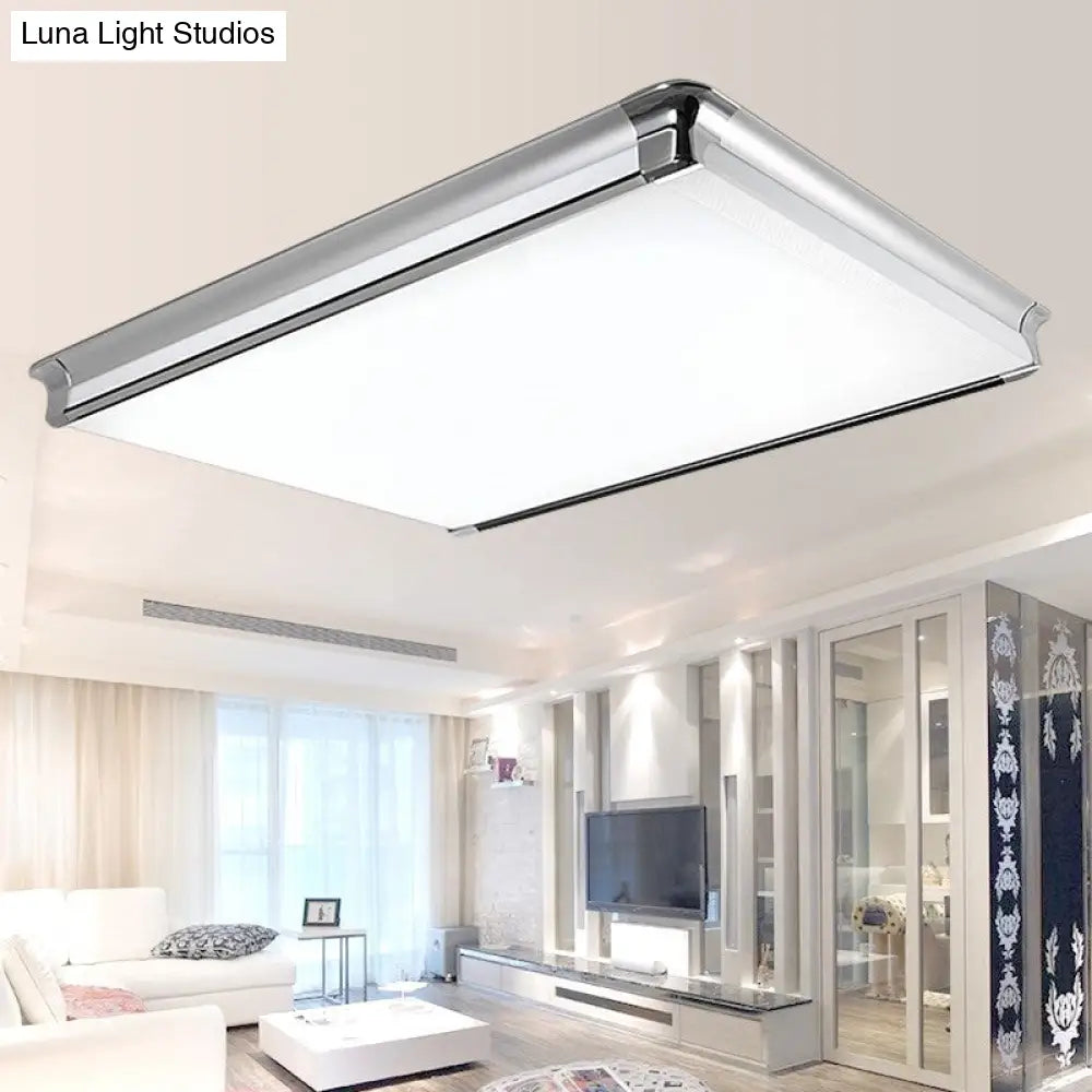 Simplicity Acrylic Led Flush Ceiling Light - Rectangular Design Wide 16.5’/24.5’/25.5’ Ideal