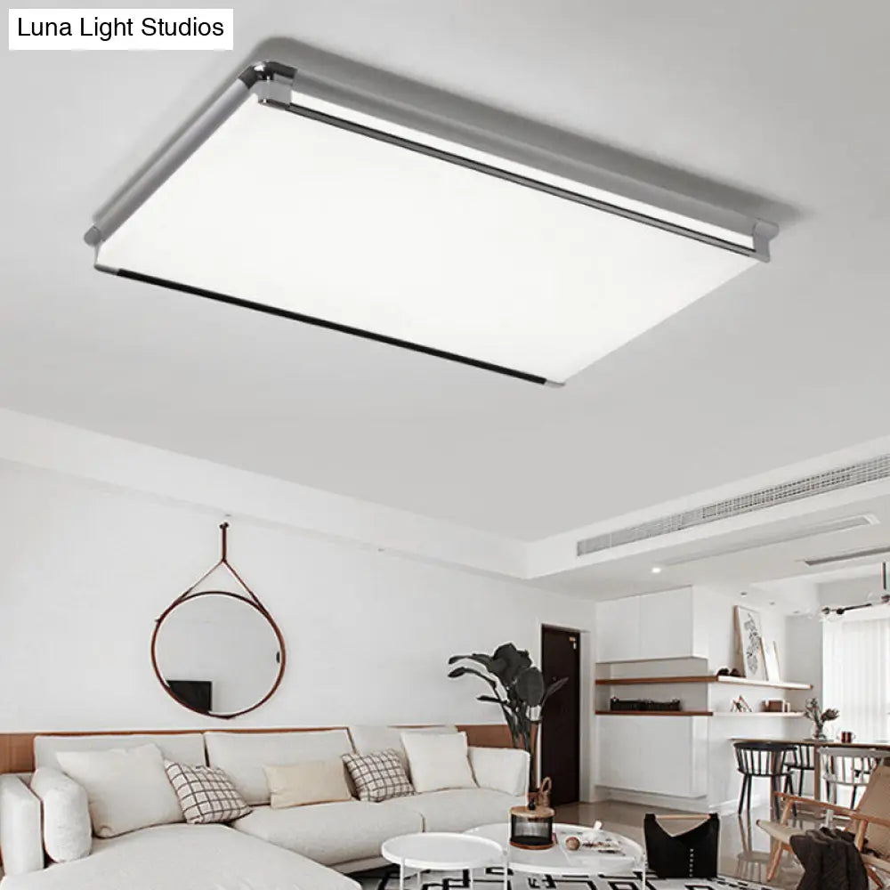 Simplicity Acrylic Led Flush Ceiling Light - Rectangular Design Wide 16.5/24.5/25.5 Ideal For Living
