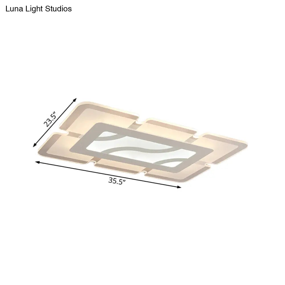 Simplicity Acrylic Led Flush Mount Ceiling Light - Rectangular Wide In White With Warm/White Options