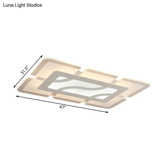 Simplicity Acrylic Led Flush Mount Ceiling Light - Rectangular Wide In White With Warm/White Options