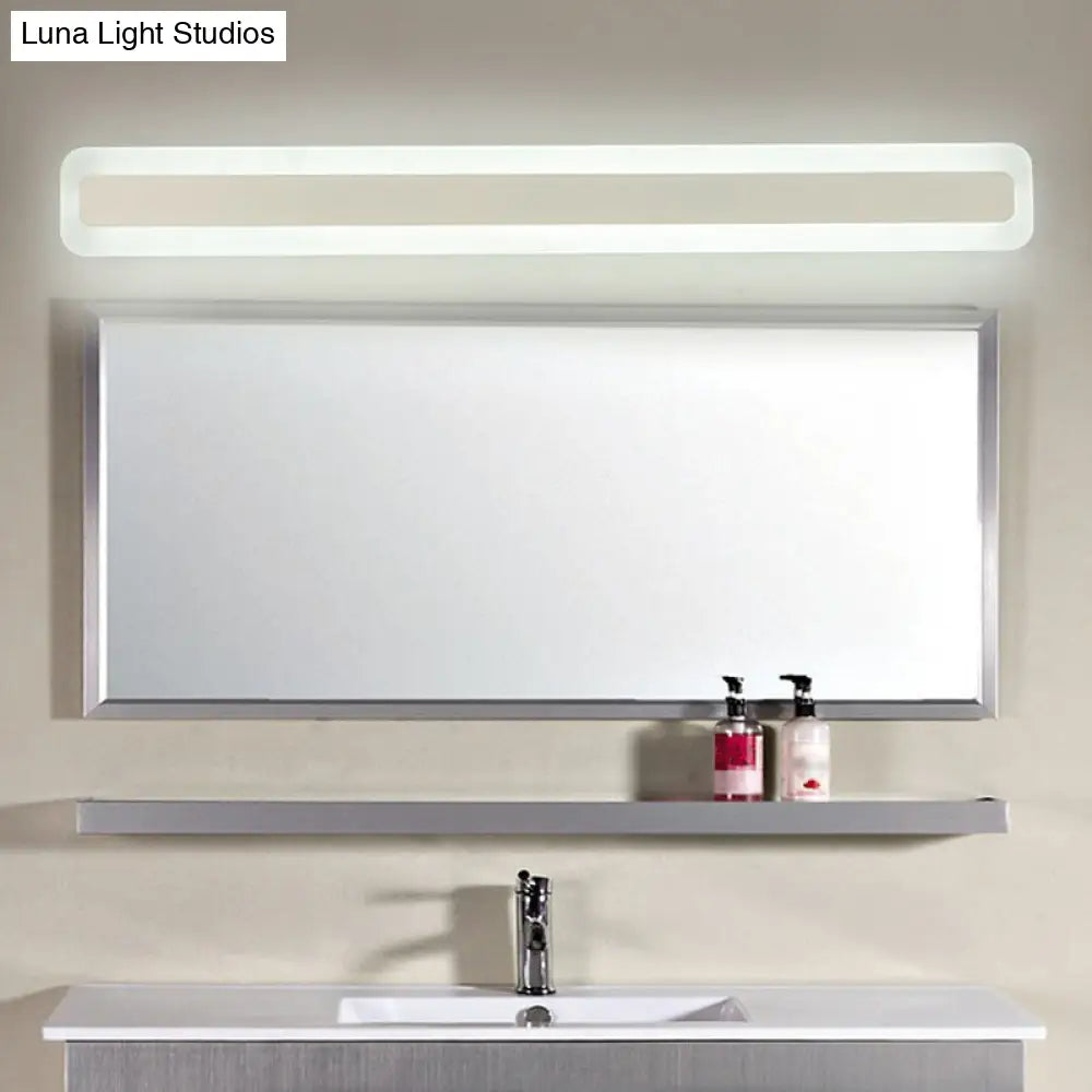 Simplicity Acrylic Led Vanity Light: Rectangular Wall Sconce For White Bathroom Lighting