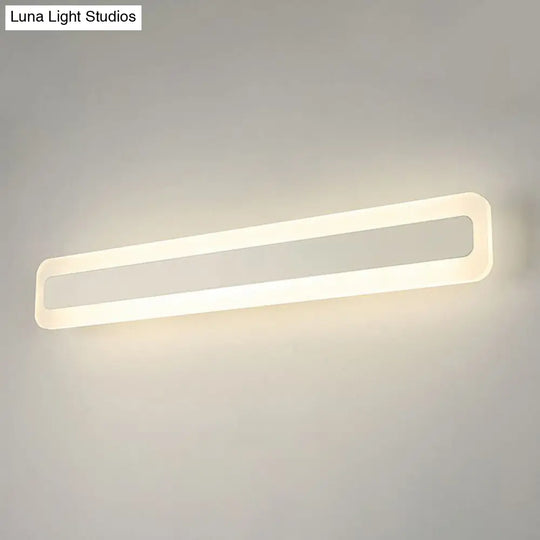 Simplicity Acrylic Led Vanity Light: Rectangular Wall Sconce For White Bathroom Lighting