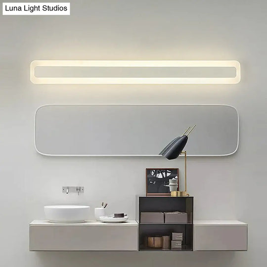 Simplicity Acrylic Led Vanity Light: Rectangular Wall Sconce For White Bathroom Lighting