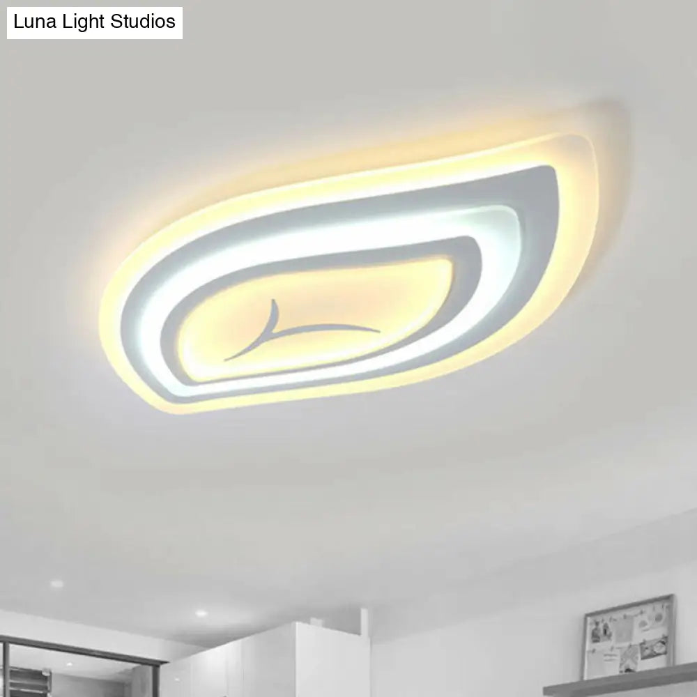 Simplicity Acrylic Living Room Led Flush Mount Ceiling Light In White