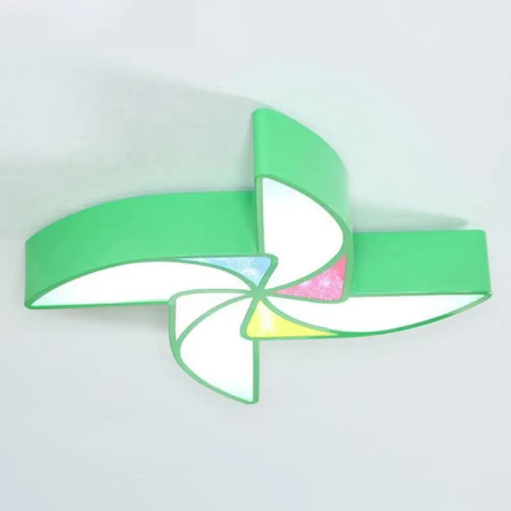 Simplicity Acrylic Pinwheel Led Nursery Ceiling Flush Mount Light Green / 18’ White