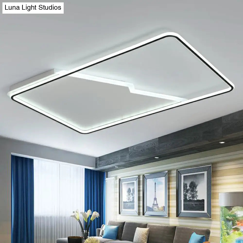 Simplicity Acrylic Rectangle Flush Mount Led Light - White Ceiling Fixture For Bedroom