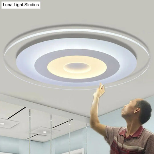 Simplicity Acrylic White Led Flush Mount Ceiling Light - Extra-Thin Round Design Easy To Install