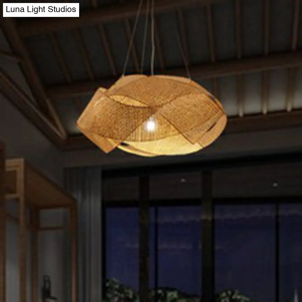 Simplicity Bamboo Spiral Pendant Light Fixture For Tea Room - Wood Design