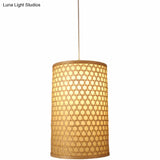 Simplicity Beige Bamboo Shade Restaurant Pendant Ceiling Light With 1 Bulb