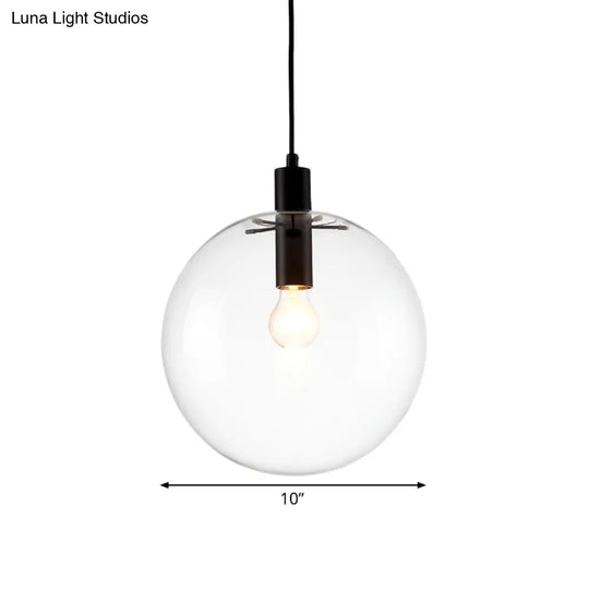 Simplicity Black Single-Bulb Cafe Pendant Lamp - 8’/10’/12’ W Clear Glass Shade