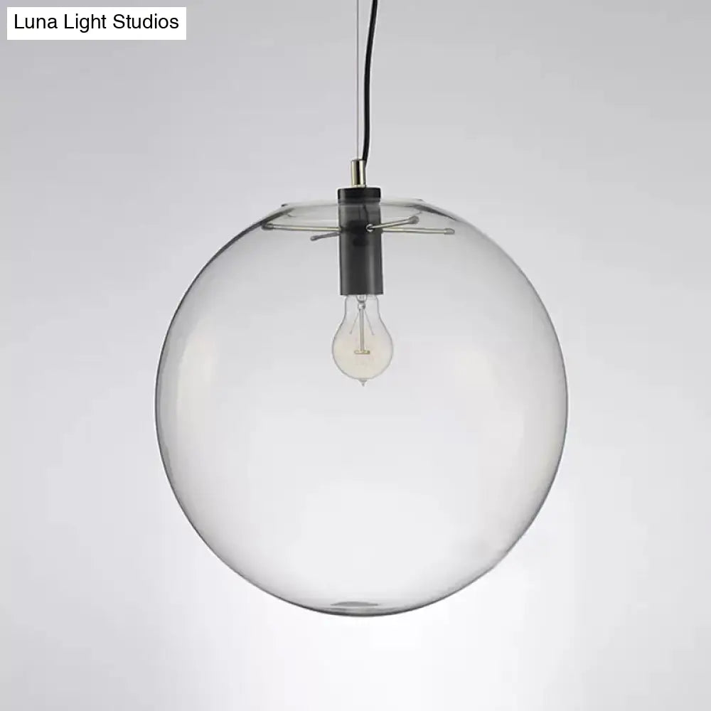 Simplicity Black Single-Bulb Cafe Pendant Lamp - 8’/10’/12’ W Clear Glass Shade