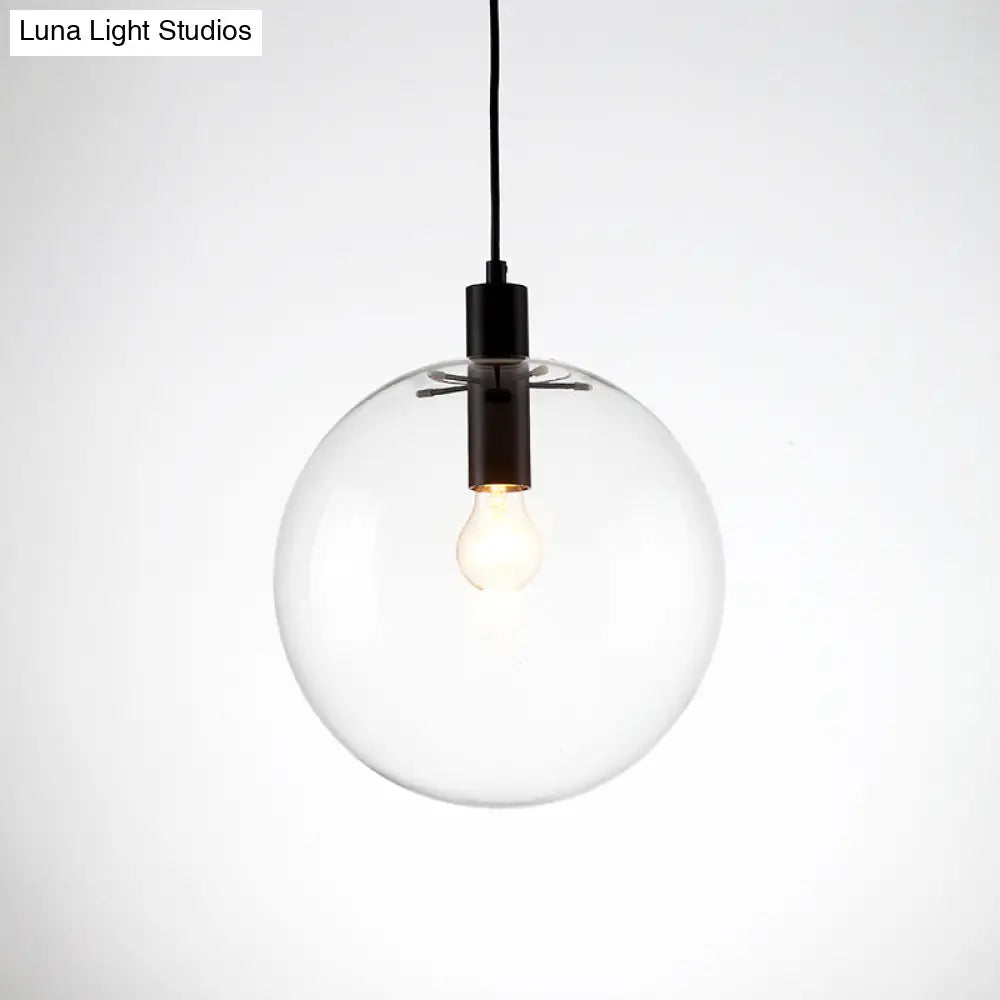 Simplicity Black Single-Bulb Cafe Pendant Lamp - 8’/10’/12’ W Clear Glass Shade