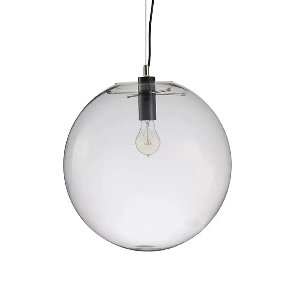 Simplicity Black Single-Bulb Cafe Pendant Lamp - 8’/10’/12’ W Clear Glass Shade / 12’