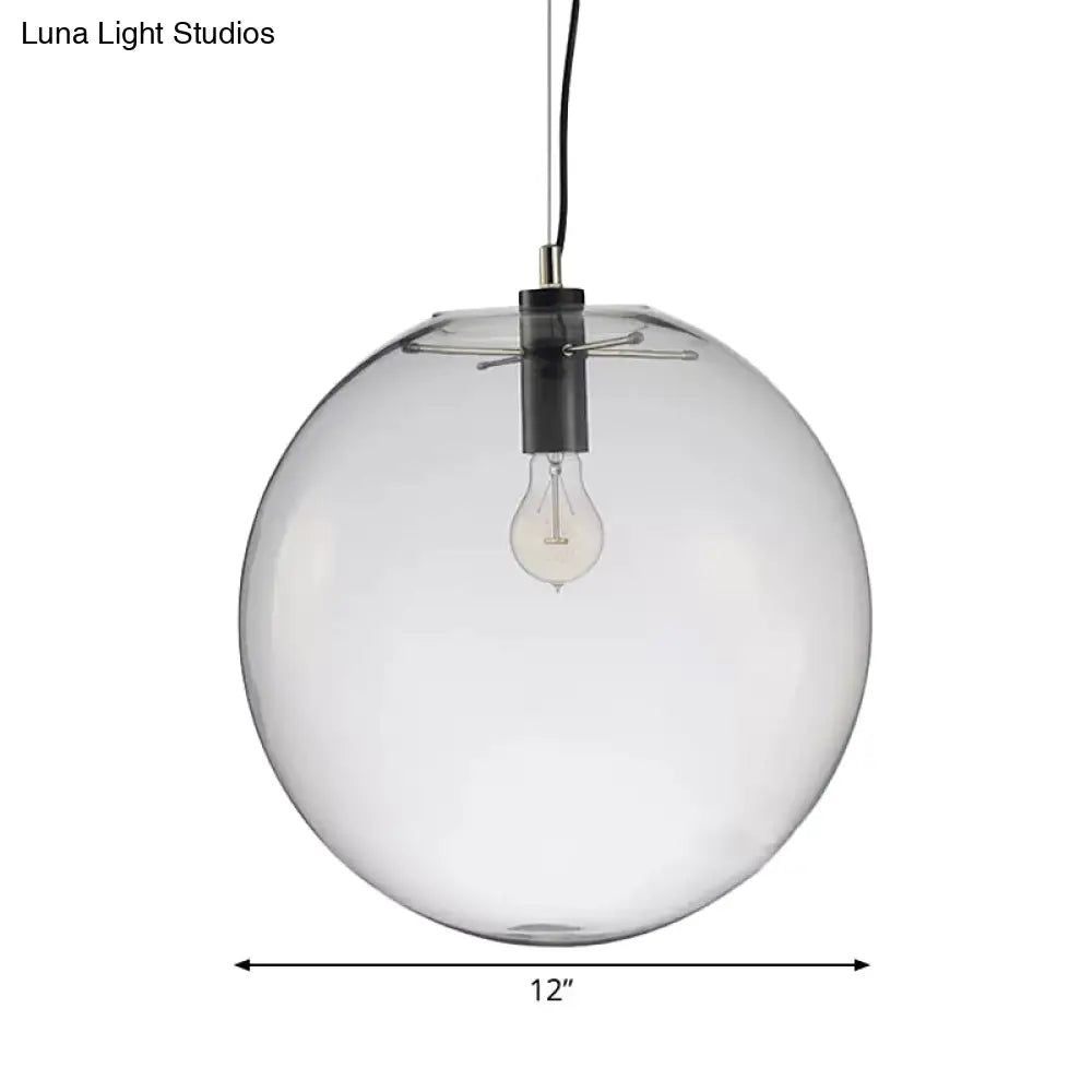 Simplicity Black Single-Bulb Cafe Pendant Lamp - 8’/10’/12’ W Clear Glass Shade