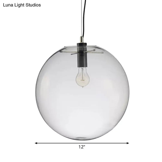 Simplicity Black Single-Bulb Cafe Pendant Lamp - 8’/10’/12’ W Clear Glass Shade