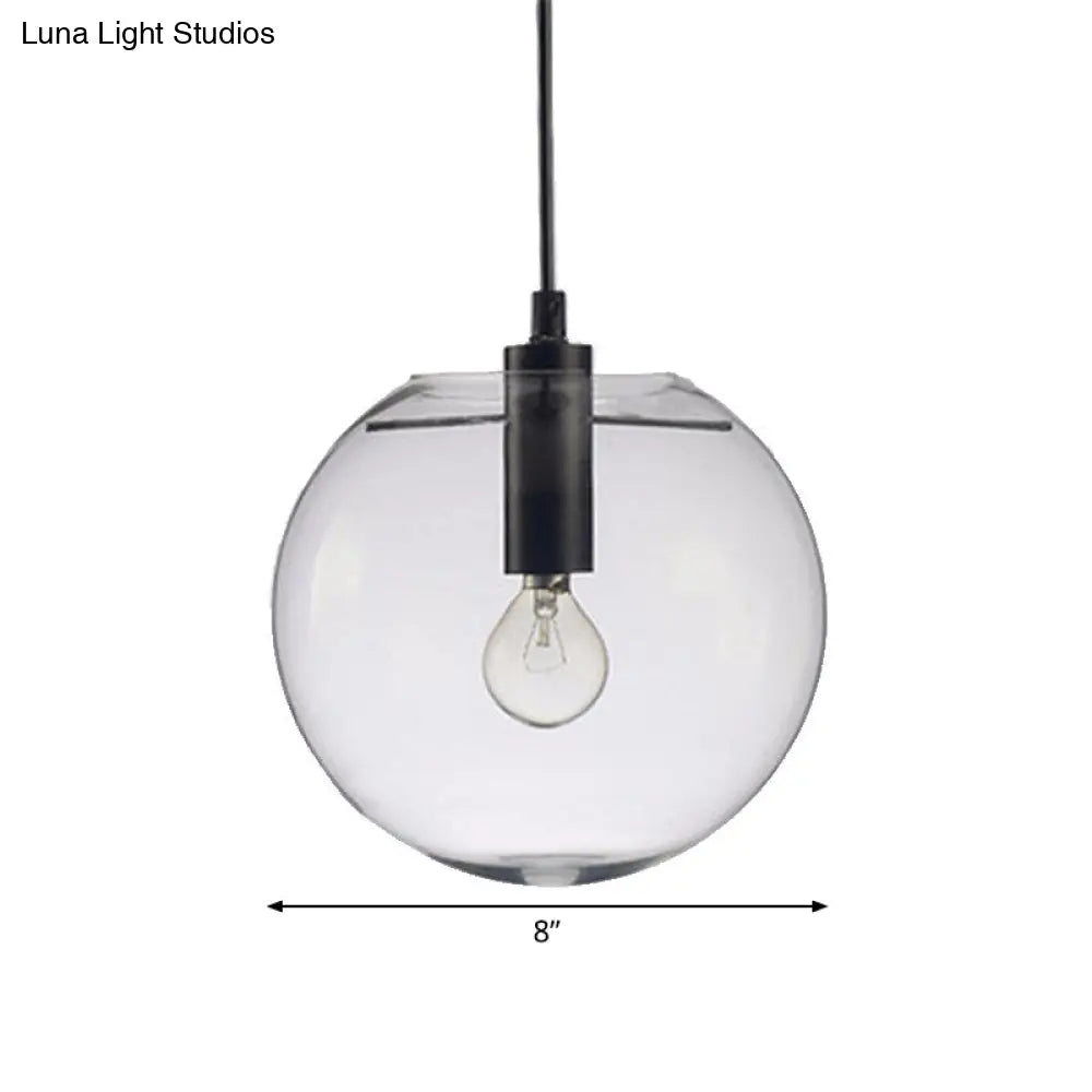 Simplicity Black Single-Bulb Cafe Pendant Lamp - 8’/10’/12’ W Clear Glass Shade