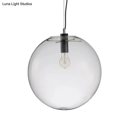 Simple Black Cafe Pendant Lamp With Clear Glass Sphere Shade - 8/10/12 Sizes Available / 12