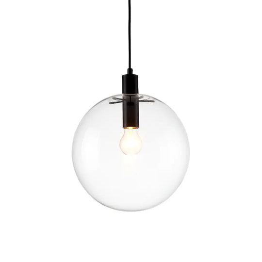 Simplicity Black Single-Bulb Cafe Pendant Lamp - 8’/10’/12’ W Clear Glass Shade / 10’