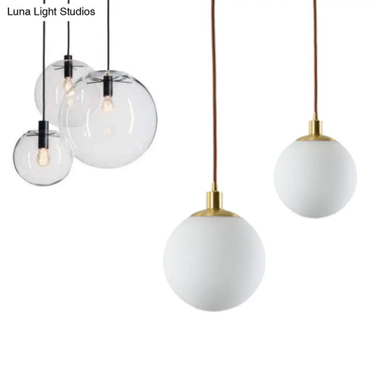 Simple Black Cafe Pendant Lamp With Clear Glass Sphere Shade - 8/10/12 Sizes Available