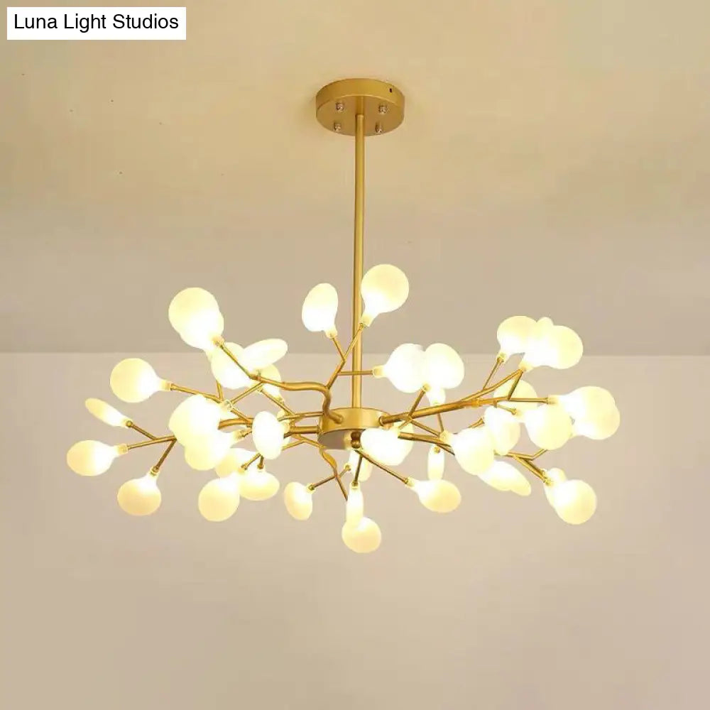 Simplicity Branched Firefly Chandelier: Acrylic Led Pendant Light Fixture For Living Room 45 / Gold