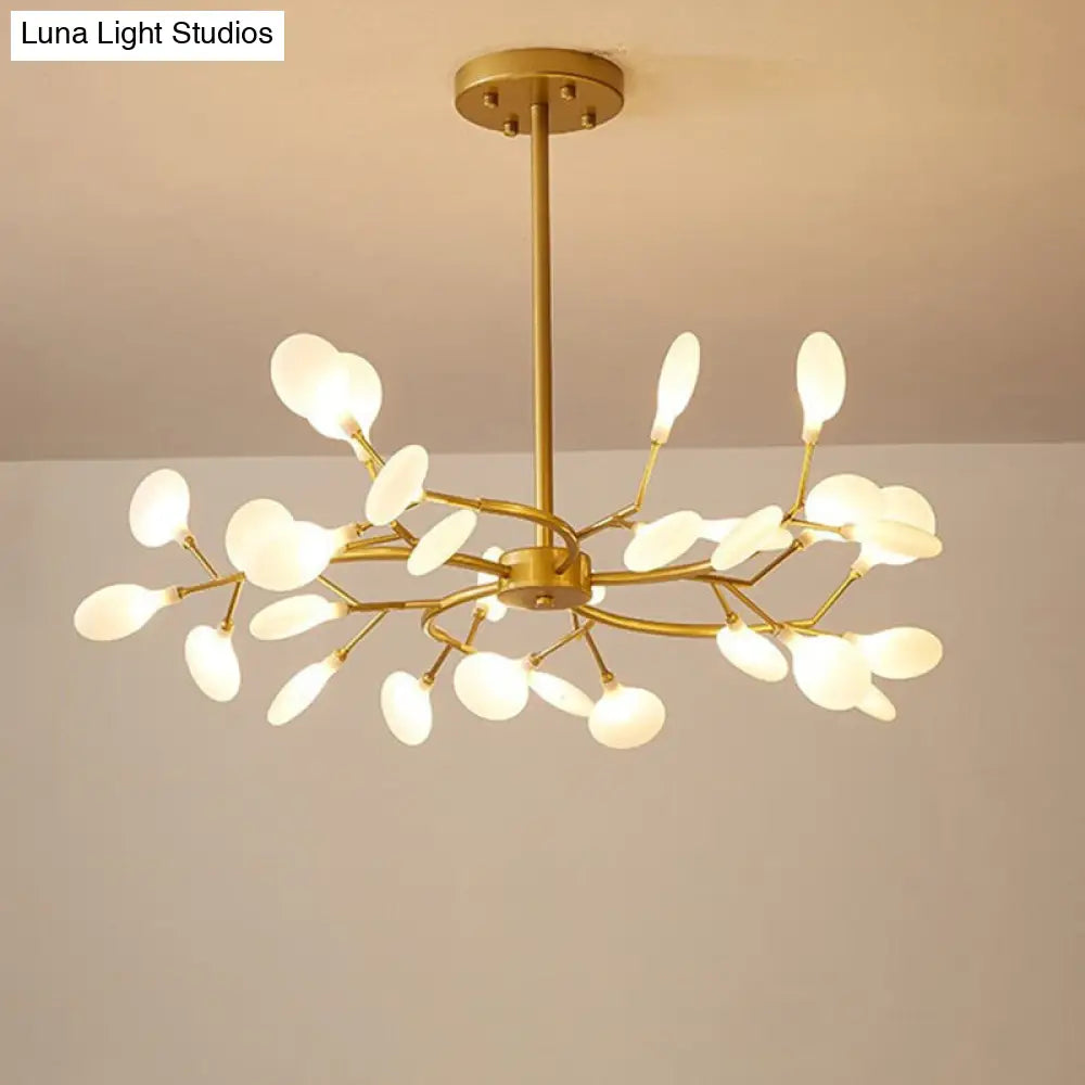 Simplicity Branched Firefly Chandelier: Acrylic Led Pendant Light Fixture For Living Room 30 / Gold