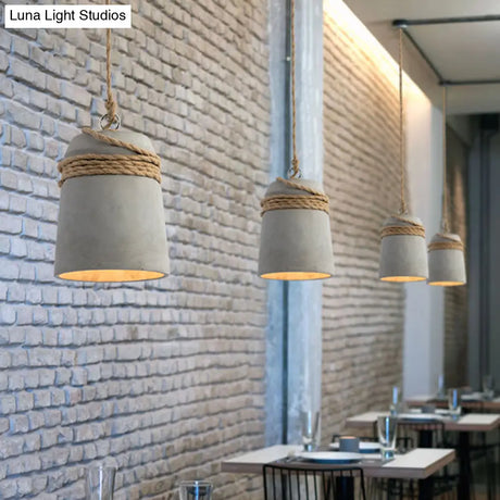 Simplicity Cement Pendant Light With Bell Suspension - Perfect For Dining Room Or Ceiling Lighting