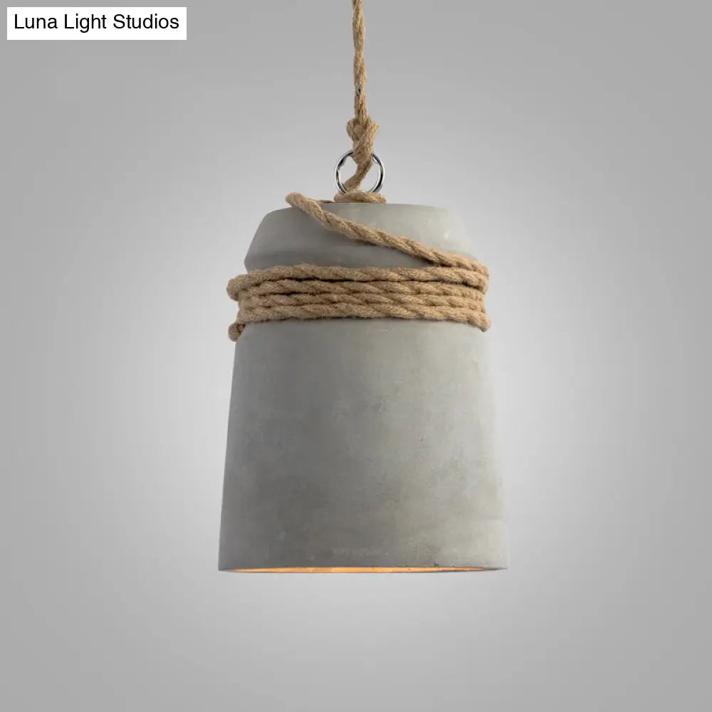 Simplicity Cement Pendant Light For Dining Room Ceiling With Bell Suspension Grey / A