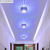 Simplicity Chrome Rgb Led Ceiling Flush Mount Lamp With Round Aluminum Shade