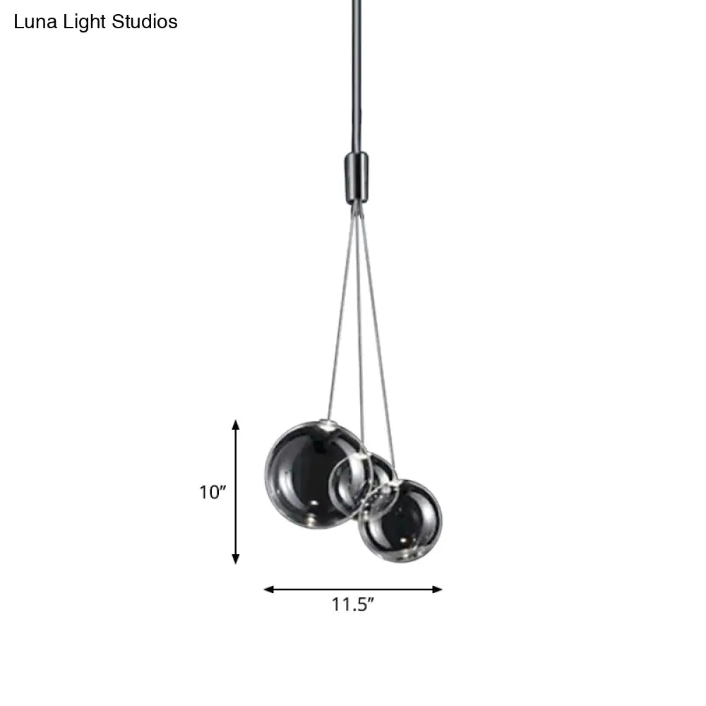 Simplicity Chrome Suspension Lamp With Clear Glass Shades For Restaurants - Set Of 3 Lights