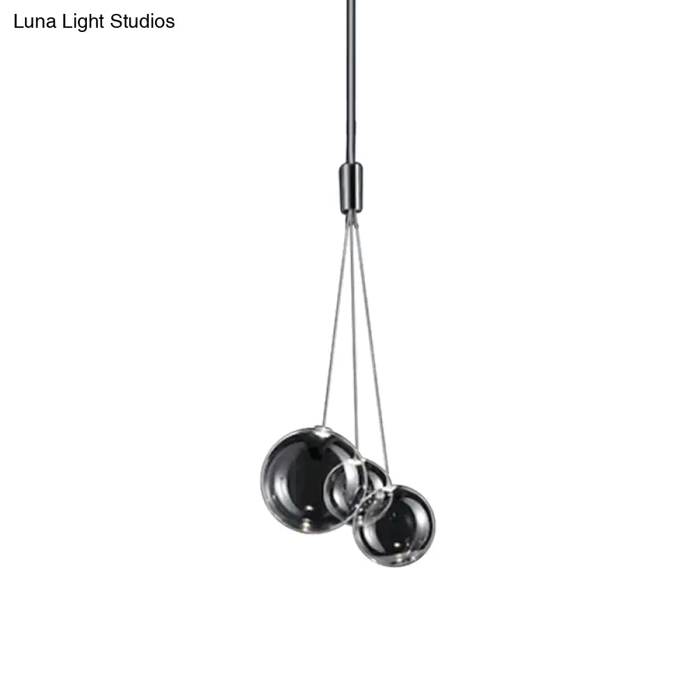 Simplicity Chrome Suspension Lamp With Clear Glass Shades For Restaurants - Set Of 3 Lights