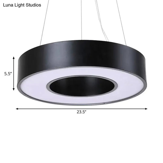 Simplicity Circular Led Hanging Lamp - 23.5 Width Iron Black Finish Office Lighting Fixture