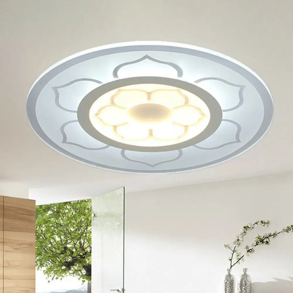 Simplicity Clear Led Flush Mount Ceiling Light For Bedroom / 16.5’ Inner Warm Outer White