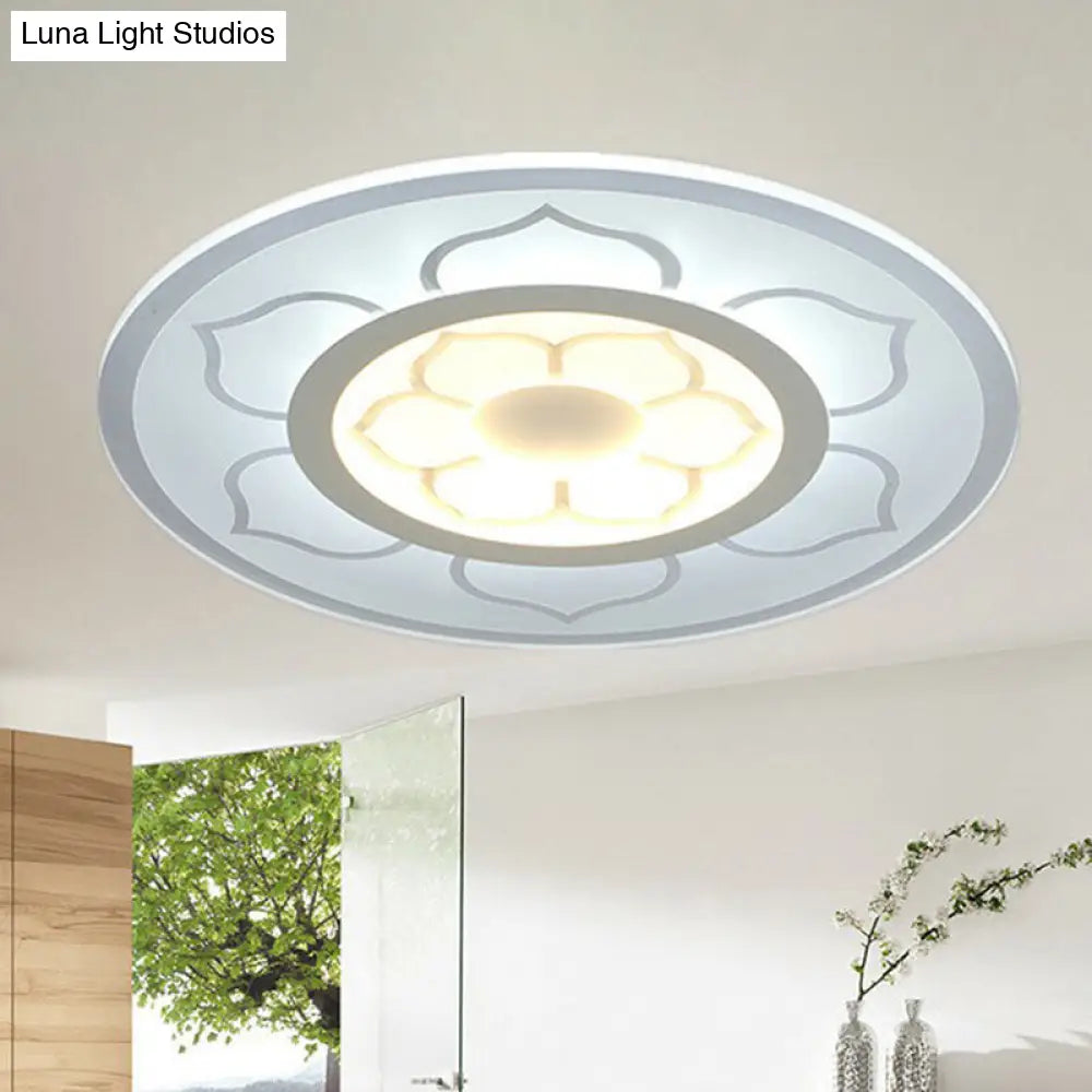 Simplicity Clear Led Flush Mount Ceiling Light For Bedroom / 16.5 Inner Warm Outer White