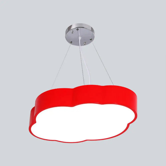 Simplicity Cloud Kids Bedroom Led Chandelier - Acrylic Pendant Light Kit Red