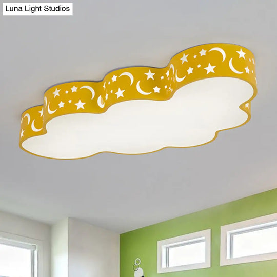 Simplicity Cloud Led Acrylic Ceiling Light For Childs Room - Flush Mount Orange / White