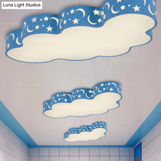 Simplicity Cloud Led Acrylic Ceiling Light For Childs Room - Flush Mount Blue / White