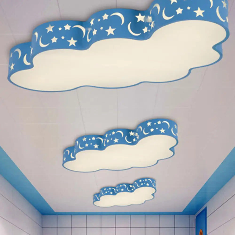 Simplicity Cloud Led Acrylic Ceiling Light For Child’s Room - Flush Mount Blue / White