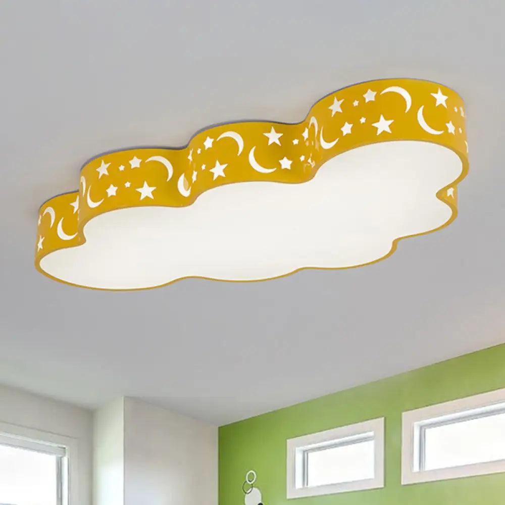 Simplicity Cloud Led Acrylic Ceiling Light For Child’s Room - Flush Mount Orange / White