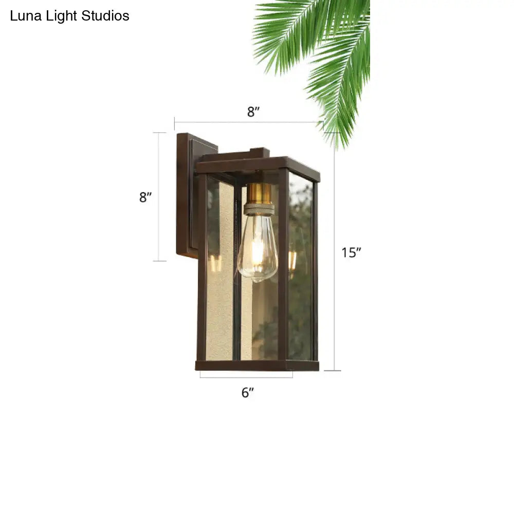 Simplicity Coffee Clear Glass Outdoor Wall Sconce Lamp