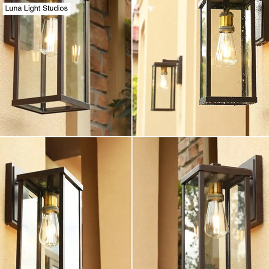 Simplicity Coffee Clear Glass Outdoor Wall Sconce Lamp